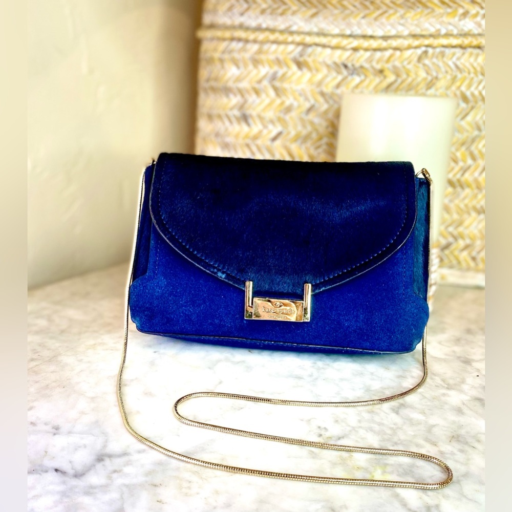 KATE SPADE Navy Calf Hair + Suede Crossbody